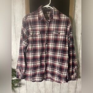 Jachs Flannel Button Up Long Sleeve Men's L Red Plaid Midweight-Western